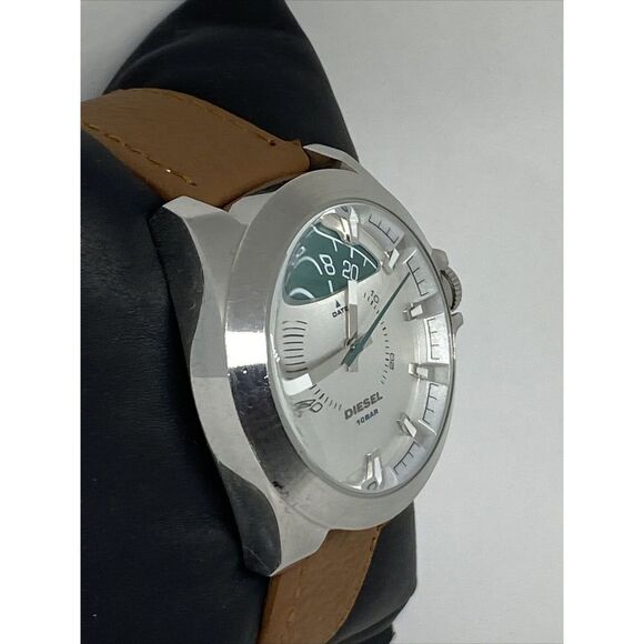 DIesel DZ-1699 Men's Brown Leather Analog Silver Dial Quartz Genuine Watch VK62 - Picture 5 of 12
